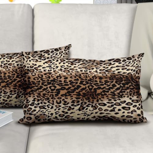 Sweetshow Brown Leopard Pillow Covers Set of 2 Cotton 20x12 Inches - Image 6