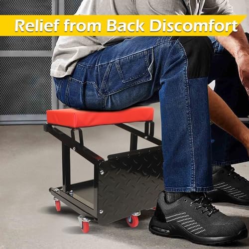 MaxWorks 50880 Garage Creeper Seat and Stool Combo, Workshop Seat with 300 Lbs Capacity, Mechanics Stool with Wheels - Image 5