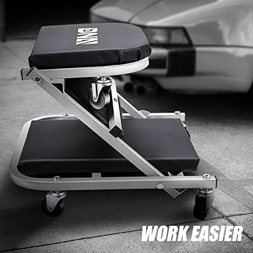 ‎DNA MOTORING TOOLS-00185 36 Inches 2 IN 1 Rolling Folding Car Creeper/Seat, 6 Pcs 2" Casters, 150kg Weight Capacity, Gray - Image 4
