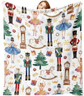 Christmas Nutcracker Flannel Throw Blanket, Cute Xmas Tree Wooden by ZZKOL