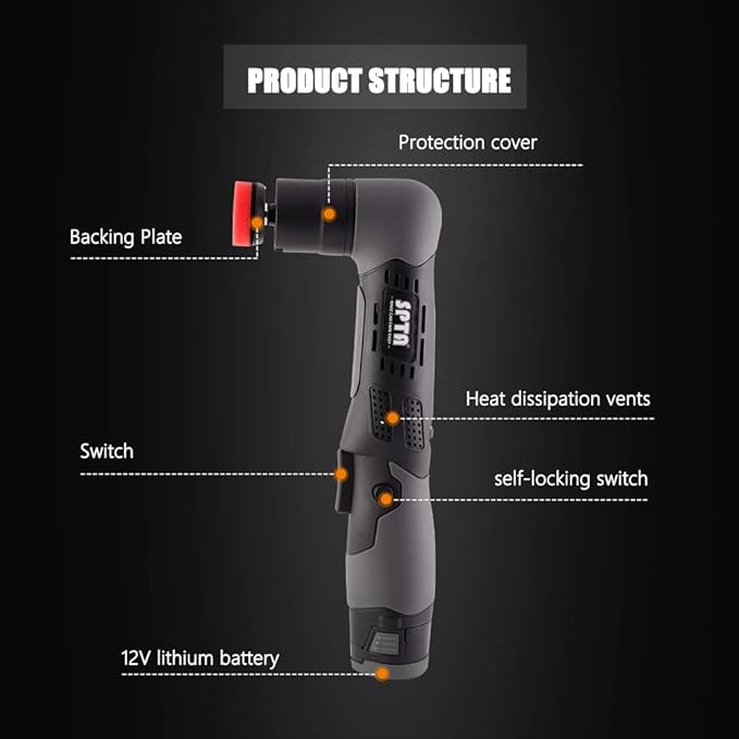 SPTA Cordless Mini Polisher, 12V Cordless Multi Polisher, Micro Cordless - Image 2