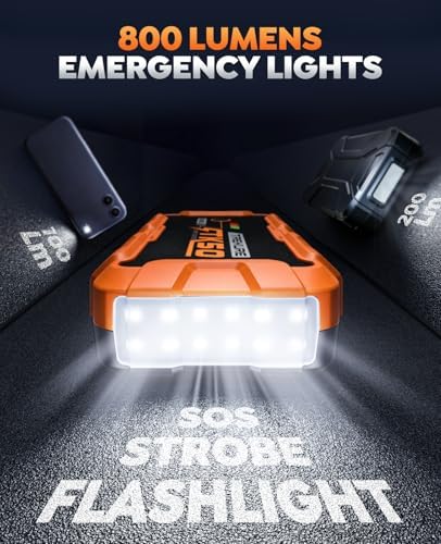TREKURE Portable Car Jump Starter 8000A 26800mAh, Car Battery Jump Starter for All Gas and 12L Diesel Engines, Battery Jumper, Portable Jump Box Car Battery with Fast Charge, LED Light - Orange - Image 4