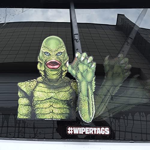 Gill-Man Creature from The Black Lagoon Nostalgic Horror Waving WiperTags with Decal for Rear Vehicle Wipers. Universal fit. Made in USA.