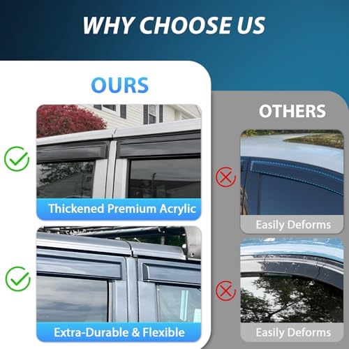 Nilight Outside-Mount Window Rain Guards for Chevy Equinox 2010-2017, 4PCS