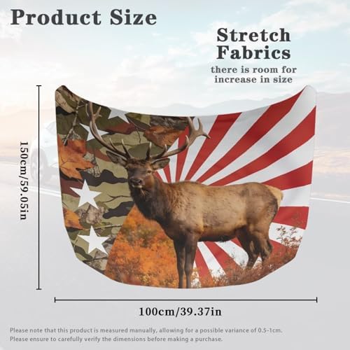 American Elk Print Car Hood Cover Polyester,Engine Protection Cover，Elastic Fabrics Can be Washed,Car Bonnet Banne