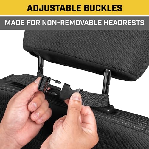 CAT® Car Seat Organizer for Cars Trucks SUVs, Removable Portable On-The-Go, Securely Attaches to Front or Rear Seats, Adjustable Straps, Car Accessories Compact Caddy for Travel Driving - Black