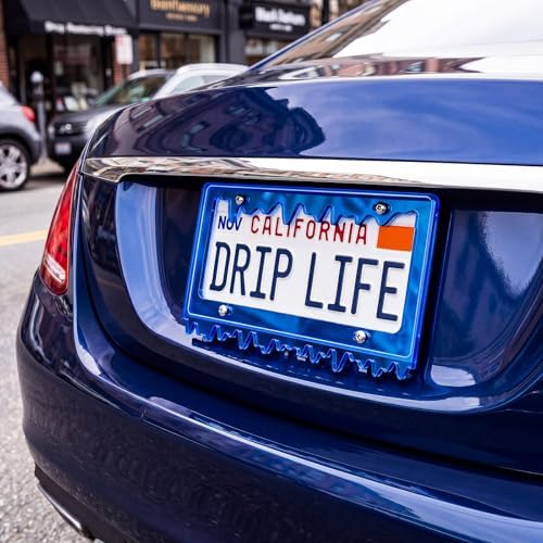Timtin 1 Set Fluorescent Royal Blue License Plate Frame, Style 1