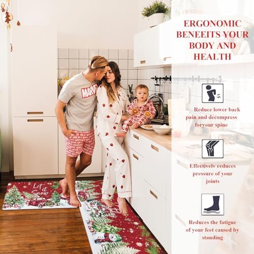 U'Artlines 2Pcs Christmas Anti Fatigue Kitchen Rugs and Mats, Tree,Snowman - Image 6