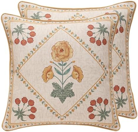 patdrea French Vintage Square Throw Pillow Cover,18"x18",Set of 2 by patdrea