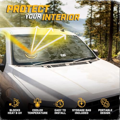 Windshield Sun Shade for Ford F-150 2004-2008, Foldable Truck Sunshade, UV Heat Blocker, Front Window Sun Shield, Interior Protection, Keeps Cab Cool, Heavy Duty Truck Accessory - Green Camo