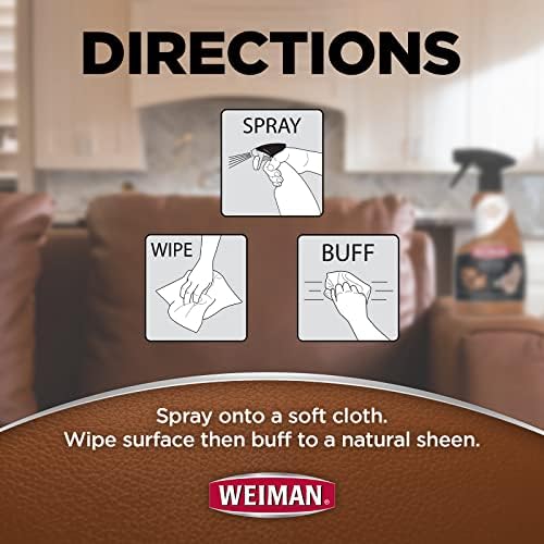 Weiman Leather Cleaner, Conditioner & Protector, 2 Pack Spray with Cloth