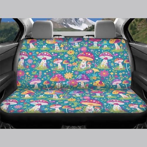 Vibant Mushroom Floral Print Car Seat Covers 4Pcs Front & Rear Breathable Seat Covers Universal Fits for Truck, Sedan, SUV Auto Interior Protector Car Accessories