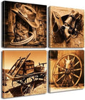 DJSYLIFE Western Decor Cowboy Wall Art Canvas Poster, 12" x 12" x 4pcs by DJSYLIFE