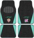 ED HARDY Tiger Print Car Floor Mats, Carpet Floor Mats with Green Leather Design, Automotive Car Mats with Built-in Heel Pad & Anti-Slip Backing, Fits Most Cars, SUVs & Trucks, Durable & Odorless