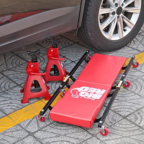 Big RED 36" 2-Piece Padded Rolling Garage/Shop Creeper, Mechanic Cart with Headrest and 6 Casters, Red TR7565R Torin - Image 3