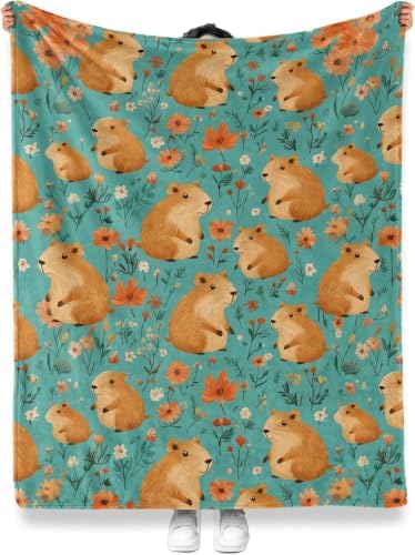 Jekeno Capybara Animals Throw Blanket Gifts for Women Man 80"x60" - Image 2