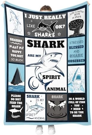 Ocean Shark Blanket Gifts for Adults Men Women Boys Girls Birthday Christmas Halloween Easter Father's Day Dad Husband Boyfriend Son Throw Blanket 60"x80" by Hohoto