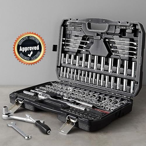 Amazon Basics 201-Piece Mechanic's Socket Tool Set With Case, SAE and Metric Sizes, Chrome-Vanadium Steel, Portable - Image 7