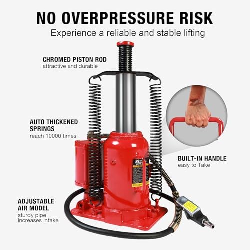 Big RED AQD20TR Air Hydraulic Bottle Jack: Heavy Duty Professional Lift with Dual-Power Operation, 10.24"-20.08" Adjustable Lift Range & Safety Valve - 20 Ton (40,000 LBS) - Image 5