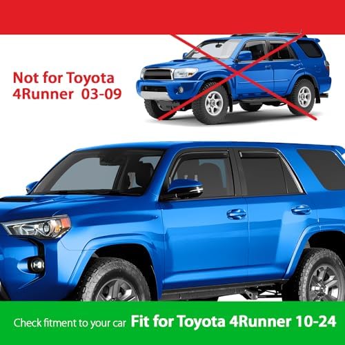 Goodyear Shatterproof in-Channel Window Deflectors for Toyota 4Runner 2010-2024, Rain Guards, Window Visors for Cars, Vent Deflector, Car Accessories, 4 pcs - GY003422LP