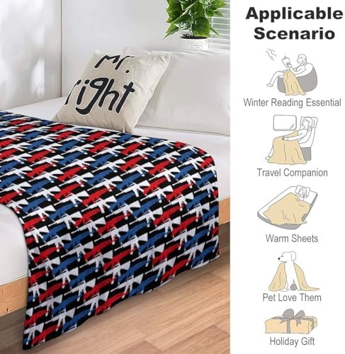 Socira American Flag Guns Blanket Throw Blanket American Flag Guns Gifts for Women Men Soft Sofa Throws for Travel Camping Bed Home Decor Car Birthday Gift 50"*60"（130 * 150cm） - Image 7