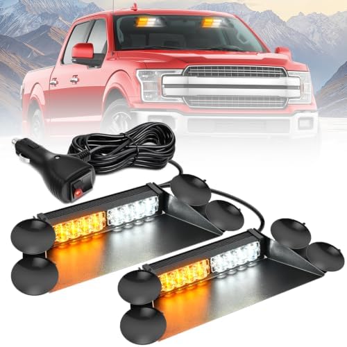 Nilight 16LED Amber White Dash Strobe Light Cigarette Lighter Plug