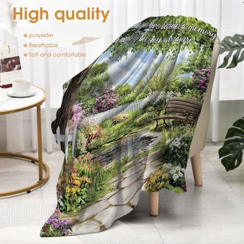 Memory Blanket Memorial Gifts Garden Floral Blanket Colorful Flowers Trees Gift Mom Birthday Christmas Halloween Easter Female Friends Streams Lakes Paths Spring Throw Blanket 60"x80" - Image 4