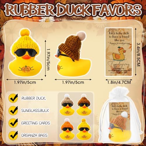 Liliful 48 Sets Friendsgiving Desk Decor Happy Friendsgiving Rubber Ducks - Image 2