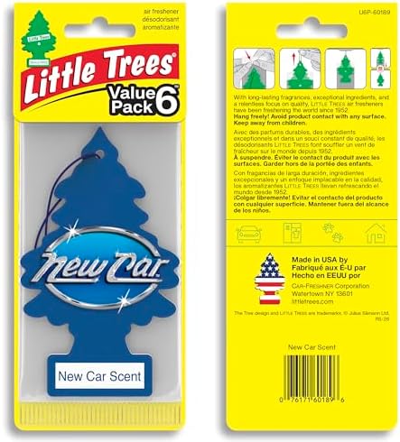 LITTLE TREES Car Air Freshener, 4 Count (Pack of 6), New Car