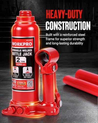 WORKPRO Bottle Jack, 2 Ton Heavy Duty Hydraulic Car Jack with Storage Case - Image 4