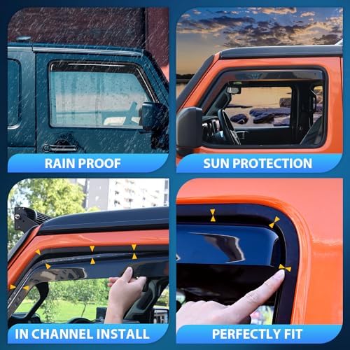 Nilight in-Channel Window Visors for Wrangler JL 2018-2026, 4PCS
