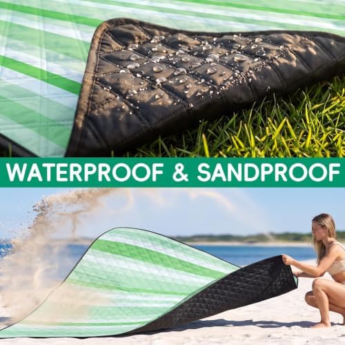RYCHIC Waterproof Picnic Blanket Beach Mat Outdoor Rug Outside Matt Extra Large Water Sand Proof Fold Up Xl Pic nic Weighted Thick Padded Roll Up Grass Lawn Yard Festival Concert Travel Essential Gift - Image 5