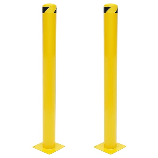 Safety Bollard Post 48'' Height Bollard Post Yellow Steel Pipe Parking Barrier by RudiUsoy