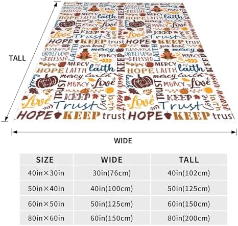 Thanksgiving Blanket Fall Throw Blanket Soft Cozy Warm Thanksgiving Gifts Blanket for Kids Women Men Autumn Words of Thanks Inspiration Blanket for Sofa Couch Bed Home Fall Decor 80"X60" - Image 2