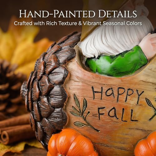 Topadorn Fall Gnome Figurine with Acorn Car & Pumpkin Wheels, Happy Fall - Image 3