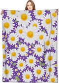White Daisy Blanket Bright Floral Purple Throw Blankets,Birthday Gifts for Kids Girls Women,Lightweight Soft Fleece,Flower Garden Lovers,Sofa Couch Bed Room Modern Decor 50x60in by VODRM