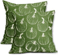 Green Fall Pumpkin Pillow Covers 24x24 Set of 2 Autumn Themed Thanksgiving Cream Print Decorative Throw Pillows Outdoor Pillowcase Farmhouse Linen Cushion Case Decor for Home Sofa Couch Bed by Aytipun