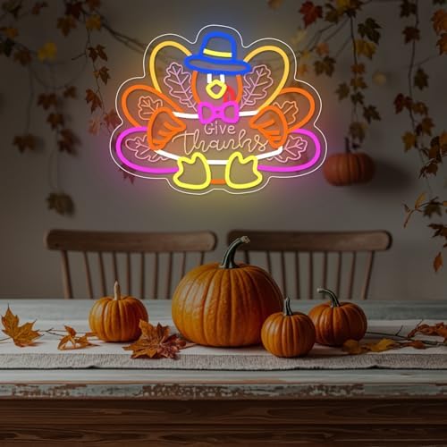 Turkey Neon Sign Thanksgiving Neon Sign Dimmable Thanksgiving Neon Light for Wall Decor Turkey Neon Light for Home Party Holiday Gift - Image 3