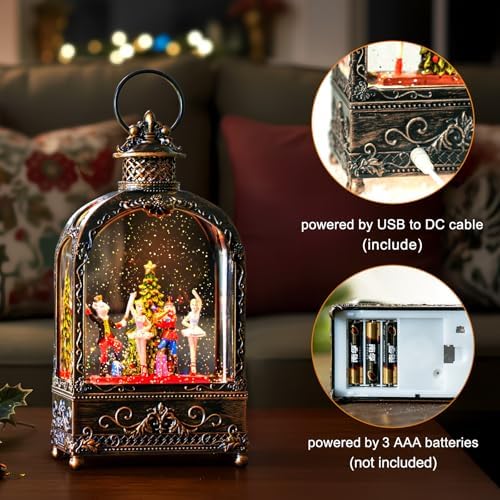 Nutcracker Christmas Snow Globes Lantern Christmas Snow Globe with Music Dance Soldier Nutcracker Scene,6H Timer,USB Lined/Battery Operated Lighted Lantern for Christmas Festival Decoration Gifts - Image 4