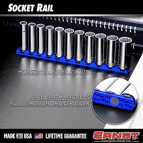 ERNST 8-Inch Magnetic Socket Organizer with 9 3/8-Inch Twist Lock Clips, Blue (8408M-Blue-3/8) (Pack of 2) - Image 3
