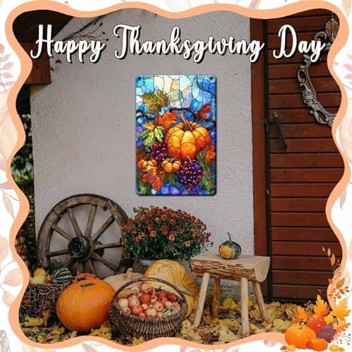 Fall Sign Vintage Thanksgiving Day Tin Sign Pumpkin Decor 8x12Inch - Image 6