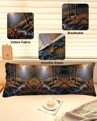 Pillow Covers 20x54 Inch - Body Deer Standing by a Stream Deep in The Forest Soft Brushed Microfiber Pillowcases with Hidden Zipper Closure Bed Pillow Shams for Bedroom Sofa Car - Image 2