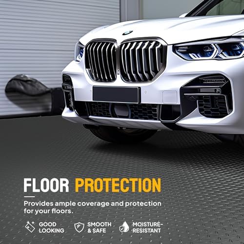 TUFFIOM 7.5 x 17 FT Garage Floor Mat, Thickened Diamond Plate PVC Garage Mats Flooring Roll for Under Car, Garage Car Parking Mats for Compact SUVS, Sports Car - Image 2