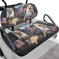 Yewatlles Universal Golf Cart Seat Cover Dress UP Golf Cart Durable Breathable Material Fit for Club Car, Easy to Install American Flag and Eagle Car