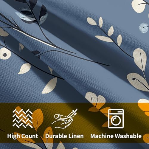 Spring Navy Blue Pillow Covers 18x18 Set of 2 Summer Throw Pillow Covers Rustic Floral Pillowcase Linen Decoration Farmhouse Soft Decorative Flower Cushion Case Couch for Indoor Outdoor Home Decor - Image 6