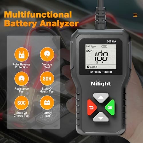 Nilight Car Battery Tester 6V/12V/24V Accurate Digital Auto Analyzer - Image 3