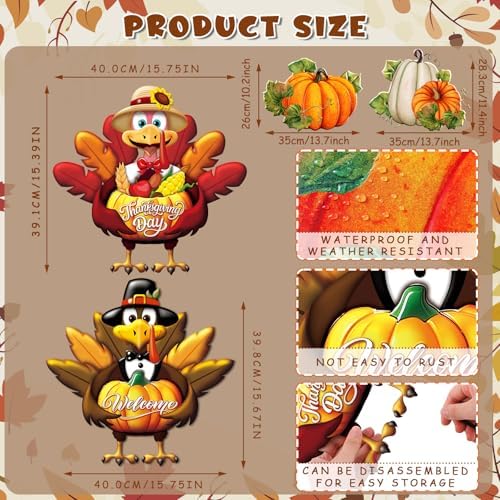 5 Pcs Fall Turkey Yard Stake Metal Thanksgiving Garden Decor - Image 2