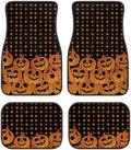 Black Yellow Polka Dot Pumpkin Print Funny Halloween Car Floor Mats 4 PCS, Cute Durable Interior Accessories for Car SUV, All Weather Floor Mats with Front Rear Trunk Liners Set for Party