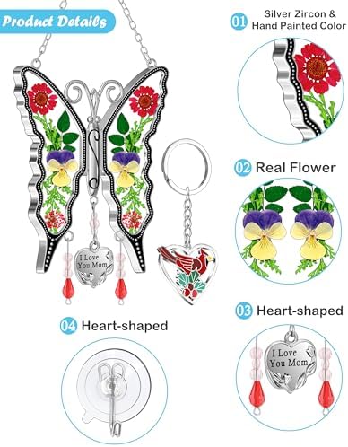KY&BOSAM Butterfly Suncatcher I Love You Mom Gifts Window Hanging Decor - Image 2