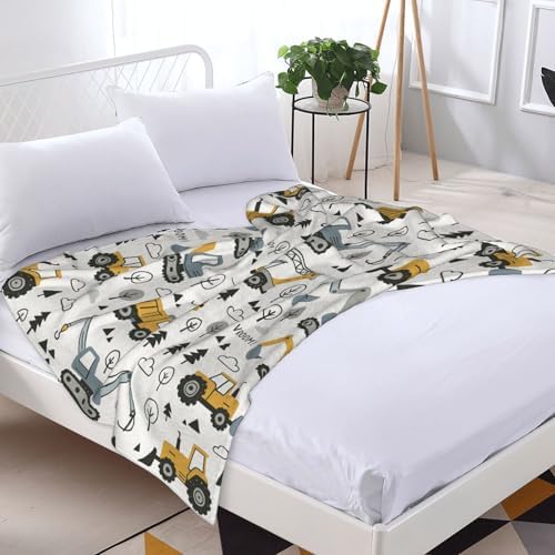 Cute Excavator Throw Blanket Flannel Fleece Truck Blanlet Autumn Lightweight Soft Fuzzy Cozy Travel Blanket for Couch Bed Fall Decor Thanksgiving Kids Boys Girls 60"x50" - Image 4